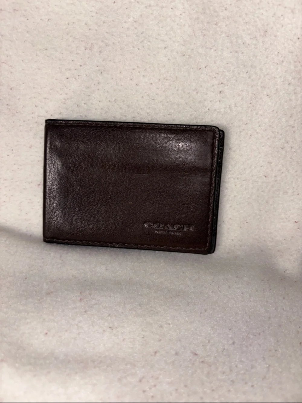 Coach Dark Brown Leather Card Holder Wallet